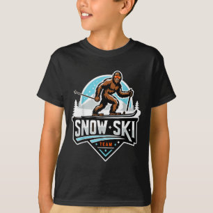 Sasquatch Snow Ski Team Snow Skiing Bigfoot Cartoo T-Shirt