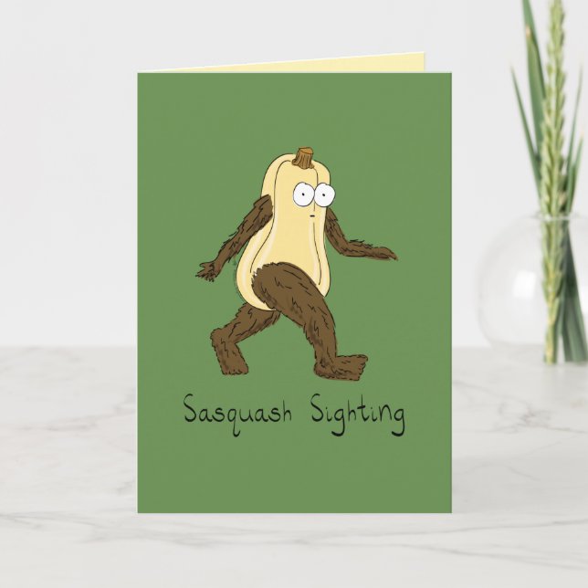 Sasquatch Squash Fall Halloween Greeting Card (Front)