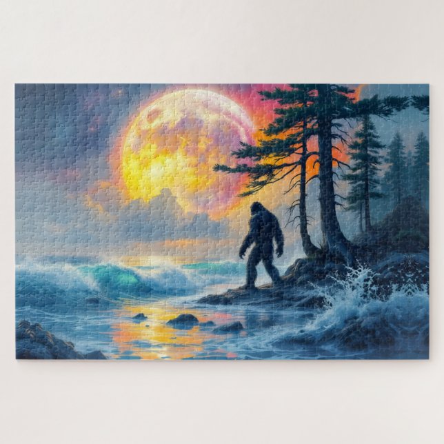 Sasquatch Standing on an Ocean Shore Jigsaw Puzzle (Horizontal)