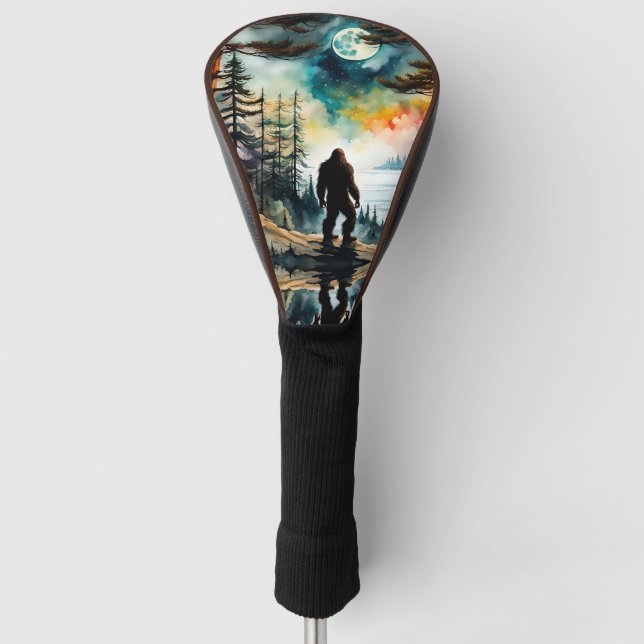 Sasquatch Standing on Ridge overlooking the Ocean Golf Head Cover (Front)