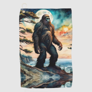Sasquatch Standing on Ridge overlooking the Ocean Golf Towel