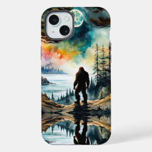 Sasquatch Standing on Ridge overlooking the Ocean iPhone 15 Plus Case
