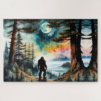 Sasquatch Standing on Ridge overlooking the Ocean Jigsaw Puzzle