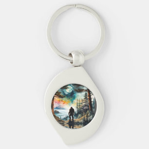 Sasquatch Standing on Ridge overlooking the Ocean Key Ring