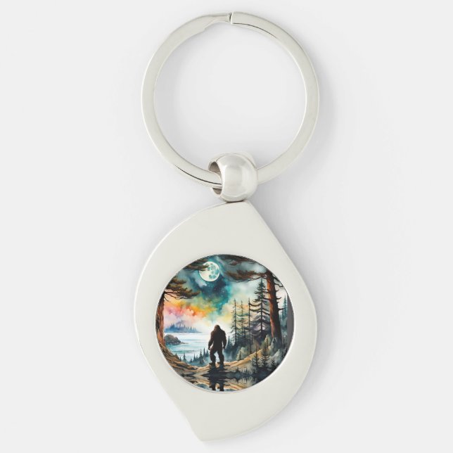 Sasquatch Standing on Ridge overlooking the Ocean Key Ring (Front)