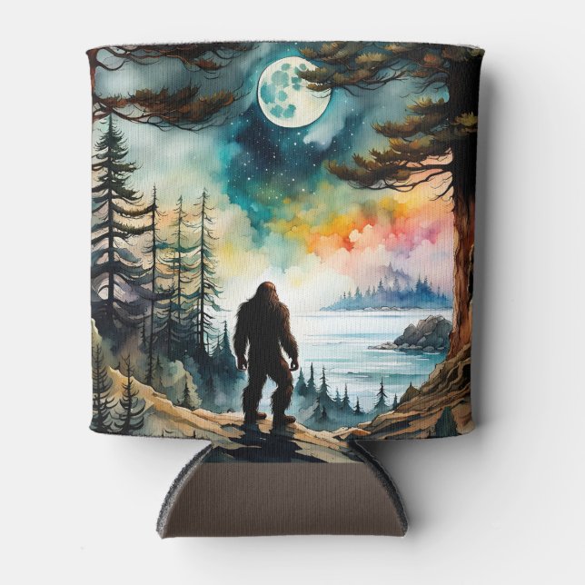 Sasquatch Standing under the Moonlight Can Cooler (Front)