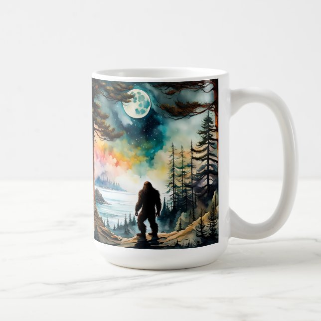 Sasquatch Standing under the Moonlight Coffee Mug (Right)