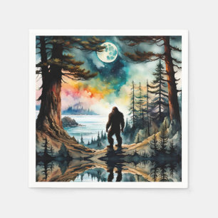Sasquatch Standing under the Moonlight Napkin