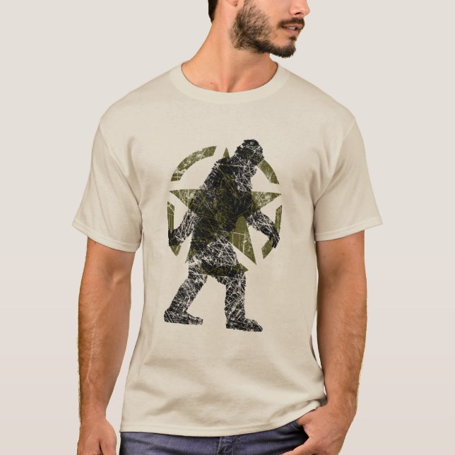 Sasquatch Stencil Star Vintage Style T-Shirt (Front)