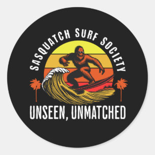 Sasquatch Surf Society Unseen Unmatched Bigfoot Classic Round Sticker