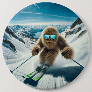 Sasquatch the Skier 6 Cm Round Badge