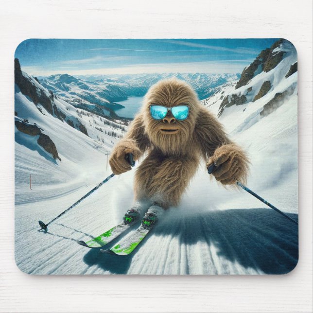 Sasquatch the Skier Mouse Mat (Front)