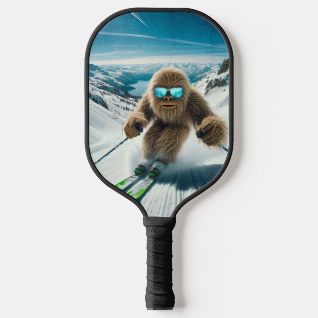 Sasquatch the Skier Pickleball Paddle (Front)