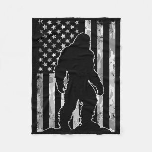 Sasquatch Usa Flag Patriotic Bigfoot 4th Of July Fleece Blanket