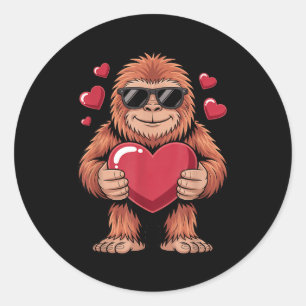 Sasquatch Valentine's Day - Bigfoot Heart Sungles  Classic Round Sticker