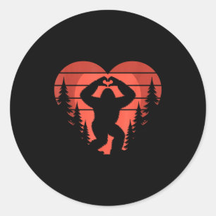 Sasquatch Valentine's Day - Bigfoot Heart Sungles Classic Round Sticker