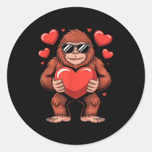 Sasquatch Valentine's Day - Bigfoot Heart Sungles Classic Round Sticker