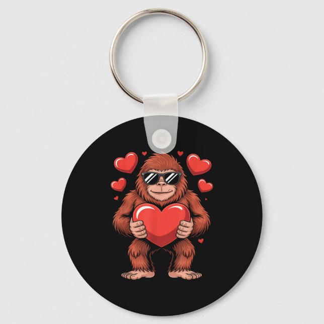Sasquatch Valentine's Day - Bigfoot Heart Sungles  Key Ring (Front)