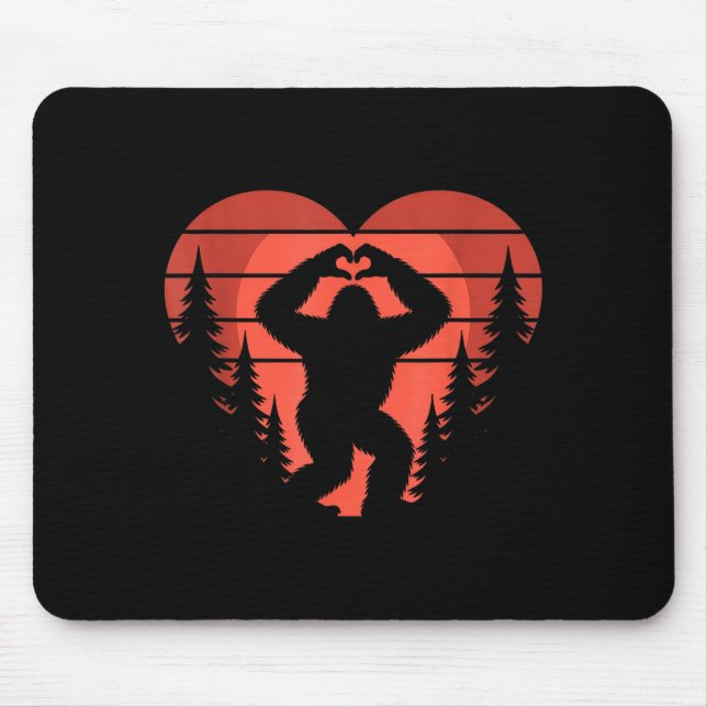 Sasquatch Valentine's Day - Bigfoot Heart Sungles  Mouse Mat (Front)
