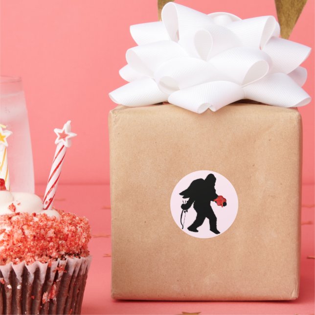 Sasquatch Valentine's Day Classic Round Sticker (Party)