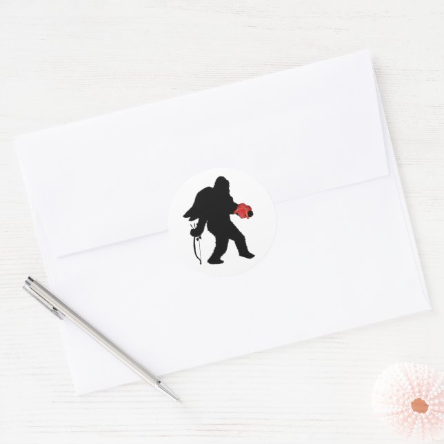 Sasquatch Valentine's Day Classic Round Sticker (Envelope)