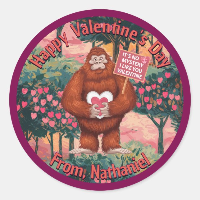 Sasquatch Valentines Sticker (Front)