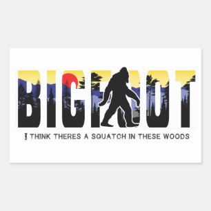 Sasquatch walking, mysterious creature rectangular sticker