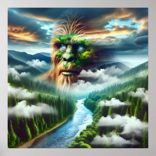 Sasquatch with Blue Eyes Poster