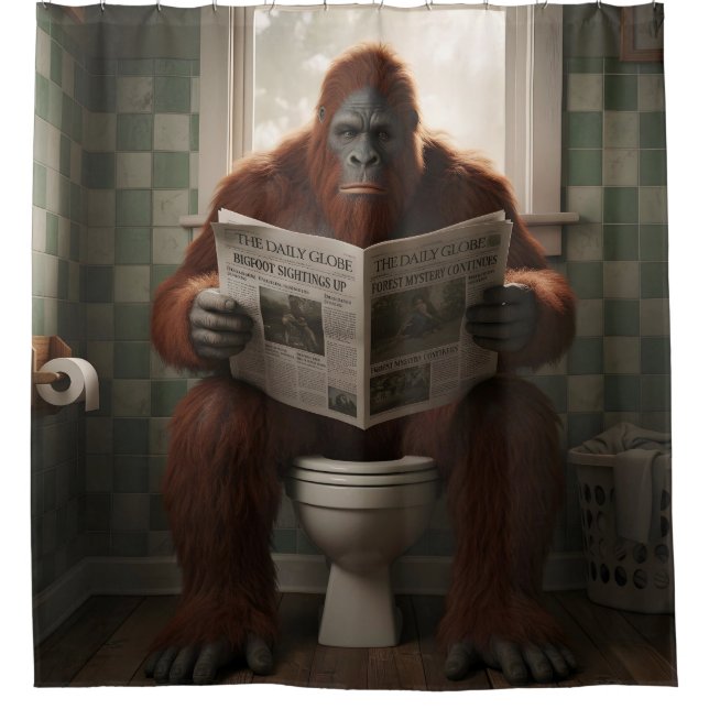 Sasquatch With The Paper Bathroom Shower Curtain (Front)