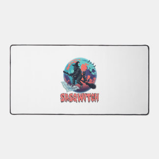 Sasqwitch Bigfoot Witch Broom Black Cat Moon Hallo Desk Mat