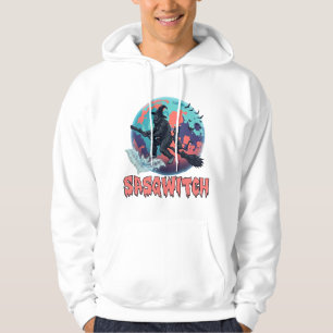 Sasqwitch Bigfoot Witch Broom Black Cat Moon Hallo Hoodie