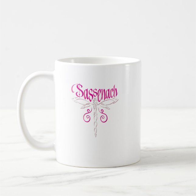 Sassenach Dragonfly Celtic Pink Scottish Gift  Coffee Mug (Left)