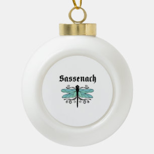 Sassenach Dragonfly Outlander Amber Blue Gift Tee Ceramic Ball Christmas Ornament