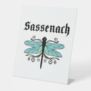 Sassenach Dragonfly Outlander Amber Blue Gift Tee Pedestal Sign