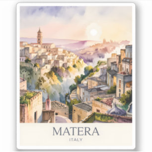 Sassi di Matera Travel Italy Cave City Watercolor