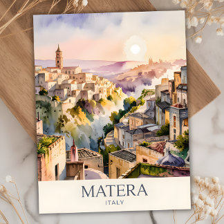Sassi di Matera Travel Italy Cave City Watercolor Postcard