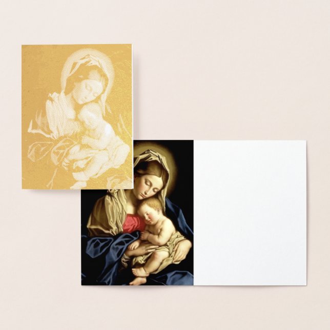 Sassoferrato Madonna and Child Gold Foil Note Card (Display)