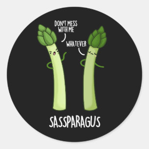 Sassparagus Funny Asparagus Vegetable Pun Dark BG Classic Round Sticker