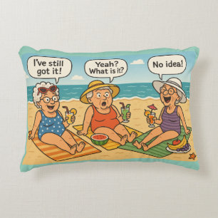 Sassy Beach Grannies – Funny Cartoon for Birthday Decorative Cushion