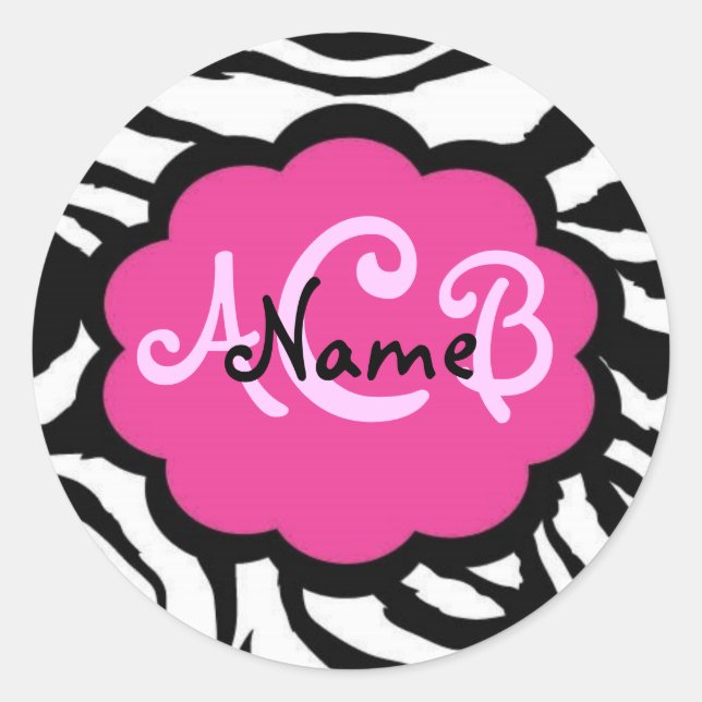 Sassy Black and Pink Zebra Sticker (Front)