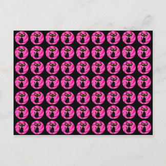 sassy Black Cat on Pink Pattern Postcard