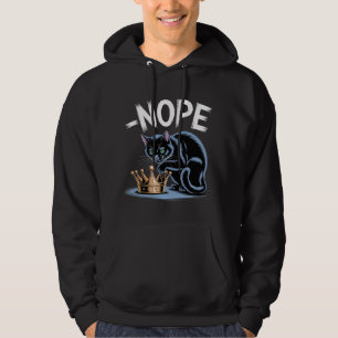 Sassy Black Cat with Crown & "NOPE" Quote Hoodie