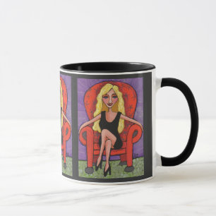 Sassy Blonde & Red Chair - mug