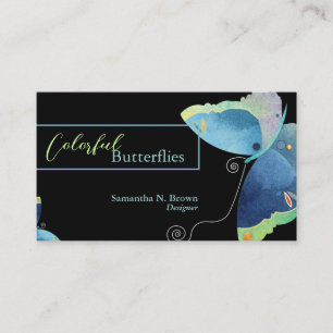 Sassy Blue Butterfly Designer Business Card
