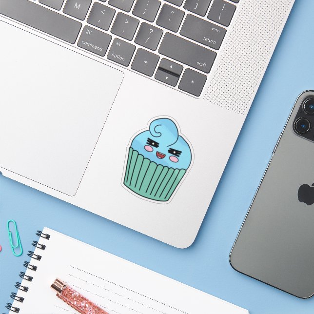 Sassy Blue Cupcake (Laptop w/ iPhone)