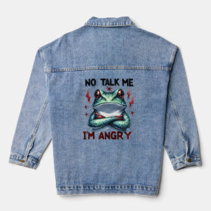 Sassy Bold I'm Angry Frog Graphic Quote Denim Jacket