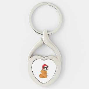 Sassy Bulldog in Santa Hat   Key Ring