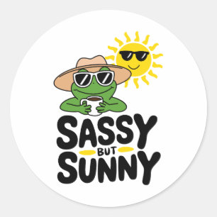 Sassy but Sunny Frog Design – Funny Summer Classic Round Sticker