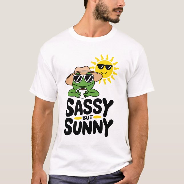 Sassy but Sunny Frog Design – Funny Summer Coffee  T-Shirt (Front)