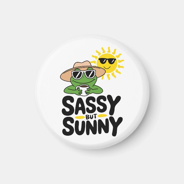 Sassy but Sunny Frog Design – Funny Summer Magnet (Front)